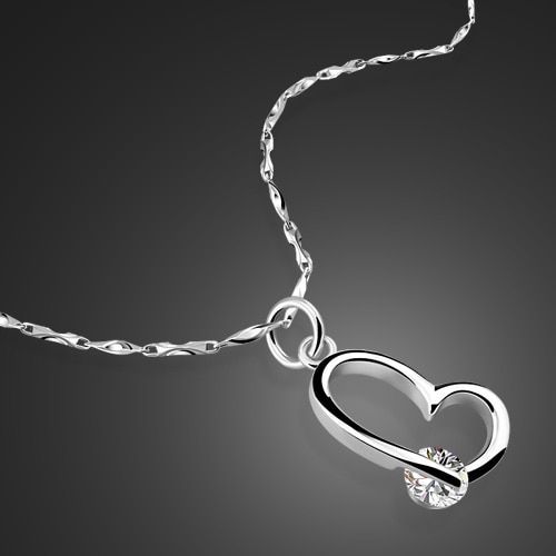 Collier Classique En Argent 925 Avec Pendentif En Forme De CUr, Pendentif Romantique En Cristal Violet, Collier  Breloques En Argent Massif Pour Femmes