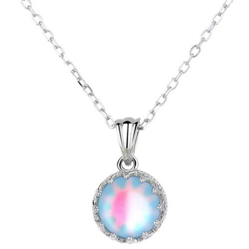 Collier Couronne En Pierre De Lune En Argent Sterling Pour Femmes, Pendentif Lumineux De Luxe, Chane De Clavicule, Mode Simple, Temprament