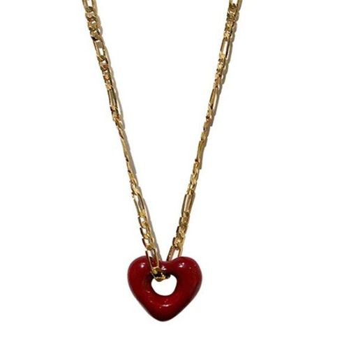 Collier De Chane En Rsine Rouge En Forme De CUr Pour Femmes, Simple, De Temprament, De Mariage Romantique, Bijoux  La Mode Corenne