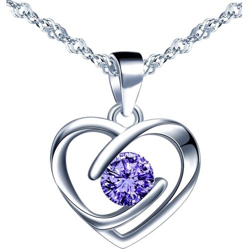 Collier De C?ur Pour Femmes Et Filles, Collier En Argent 925, Pendentif De Zircon Brillant, Collier C?ur Creux lgant, Zircon Incrust, 45cm Chane De Singapour Argent[X1321]