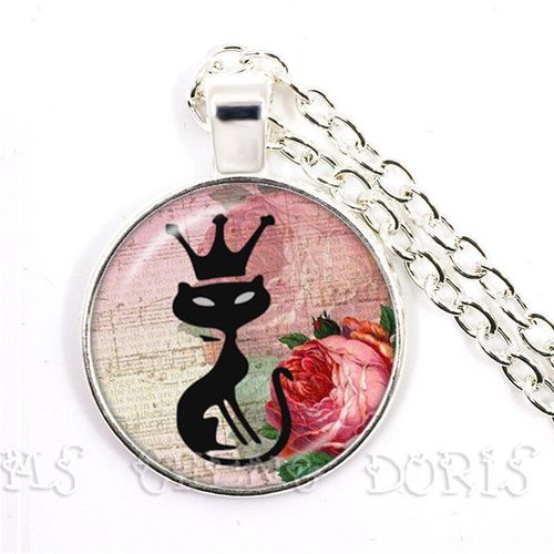 Collier De Famille En Forme De Chat Noir, Nouveau Design, Fait  La Main, Color, Pour Amoureux Des Animaux, Pendentif Dme En Verre