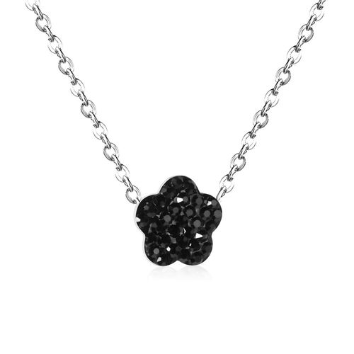 Collier De Luxe En Acier Inoxydable Avec Pendentif En Cristal, Collier Avec Fleur Corenne, Noir, Rouge, Rose, Bleu, Champagne