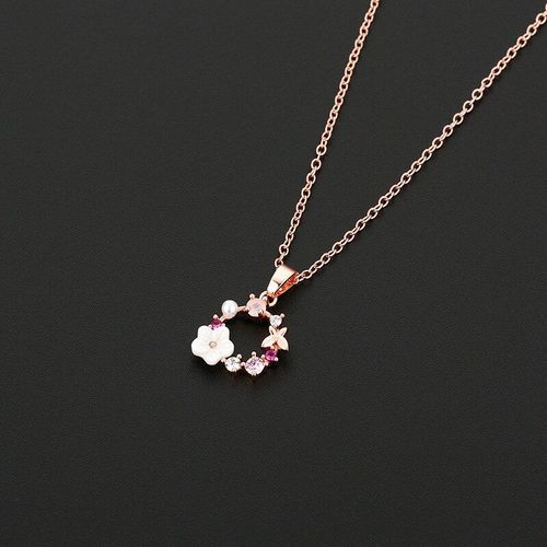 Collier De Perles Papillon En Cristal Zircon Pour Femmes Et Filles, Pendentif Guirlande De Fleurs Coquillage, Bijoux De Fte De Mariage,  La Mode