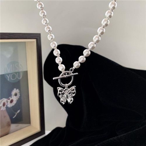 Collier De Perles Pour Femmes, Mode Corenne, Simple, Niche, Joker, Fille Douce, Collier Papillon, Chane En Os