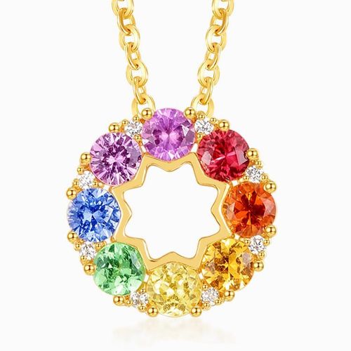 Collier De Pierres Prcieuses De Couleur Naturelle Imitation Non Design Haute Dfinition Plaqu Or Jaune 18 Carats Pendentif Saphir Incrust Pour Femme Lvn4300