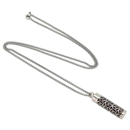 Collier Diffuseur D'huiles Essentielles lgant Longueur De Conception Creuse Rglable En Acier Inoxydable Aromathrapie Pendentif Collier