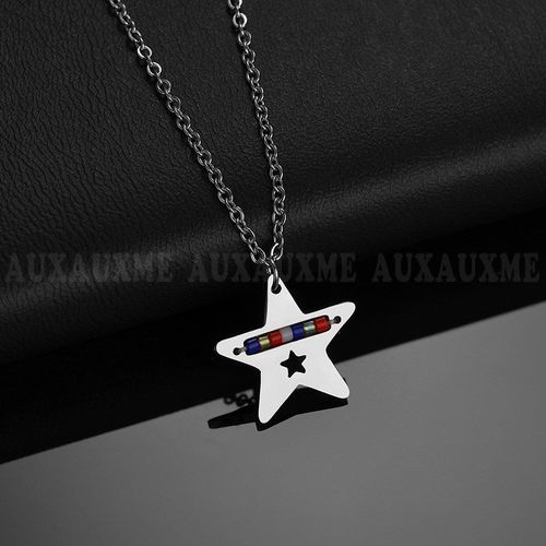Collier Dor Avec Pendentif En Forme D'toile, En Acier Inoxydable, Perles De Riz, Bijoux Pour Femmes, Cadeaux De Nol, Livraison Directe