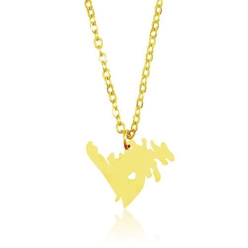 Collier Dor Et Argent En Acier Inoxydable, Pendentif En Forme De CUr Avec La Carte De La Terre Morte, Bijou Commmoratif