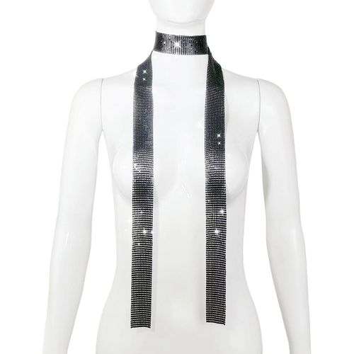 Collier charpe  Paillettes En Aluminium Pour Hommes Et Femmes, Lger, Design Scintillant, Accessoire Dcoratif-Noir