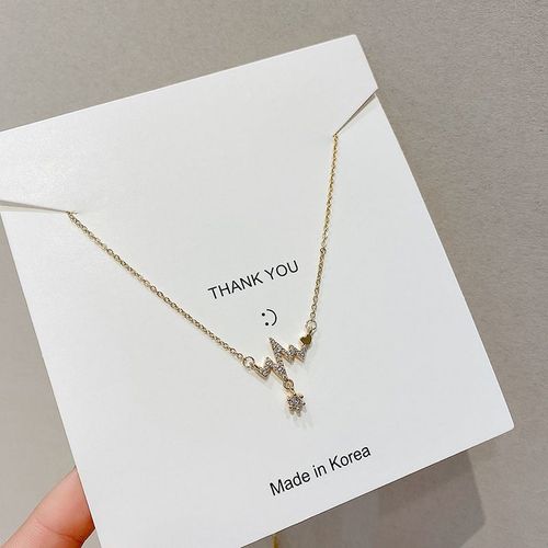 Collier En Acier Au Titane Personnalit Fminine Design Sens lectrocardiogramme Pendentif Clavicule Chane A La Mode Singapour Net Temprament Rouge Collier-Xl451 Or