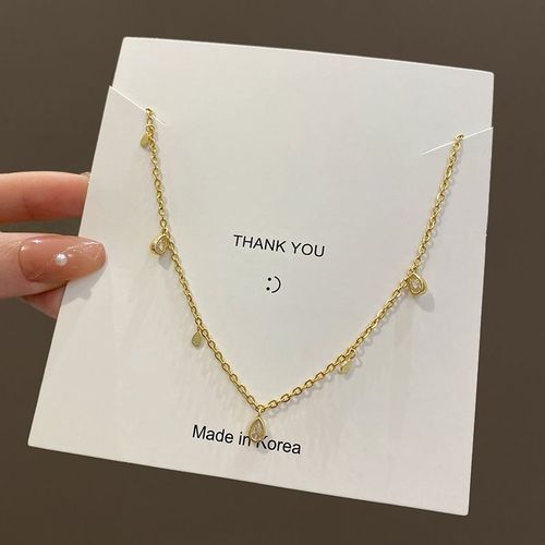 Collier En Acier Au Titane Pour Femmes, Design De Niche De Luxe Lger, Goutte D'eau, Zircon, Chane De Clavicule, Collier, Accessoires De Style Simple Et Froid-Sw-X981 Or