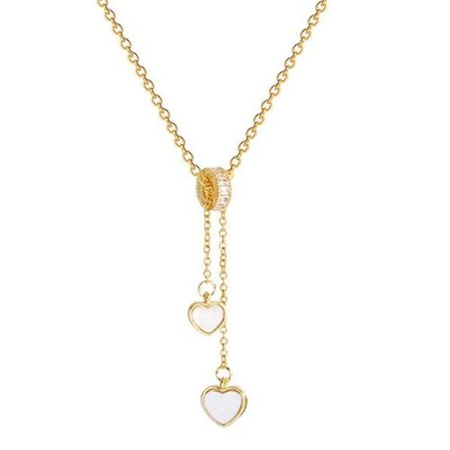 Collier En Acier Inoxydable En Forme De CUr Pour Femmes, Pendentif En Cristal De Style Coren, Bijoux De Fte