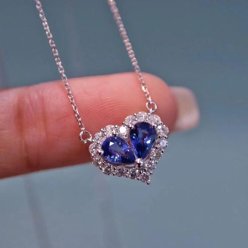 Collier En Acier Titane Bleu Amour Diamant Incrust, Zircon, Design De Luxe Lger, Chane De Clavicule  Vent Froid, Bijoux Pour Femmes