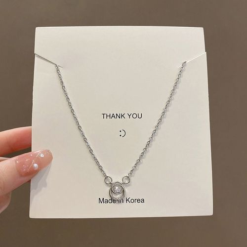 Collier En Acier Titane Femme Coren Dongdaemun Cercle Gomtrique Zircon Pendentif Lumiere Luxe Niche Design Net Rouge Bijoux-Sw-X952 Argent