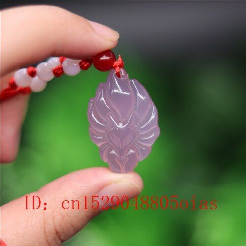 Collier En Agate Avec Pendentif En Forme De Renard  Neuf Queues Pour Homme Et Femme, Amulette Sculpte, En Jade, Rose Naturel,  La Mode, Ide Cadeau