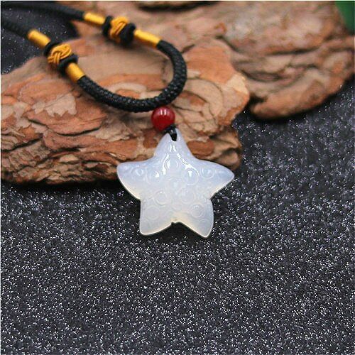 Collier En Agate Avec Pendentif toile De Mer, Jade Chinois Rose Naturel, Amulette Sculpte,  La Mode, Cadeaux Pour Femmes Et Hommes
