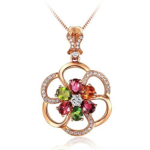 Collier En Argent Femme Pendentif En Argent Pendentif En Forme De Fleur Pendentif En Pierre En Forme De Goutte Or Rose 18 Carats Argent Lvn5070