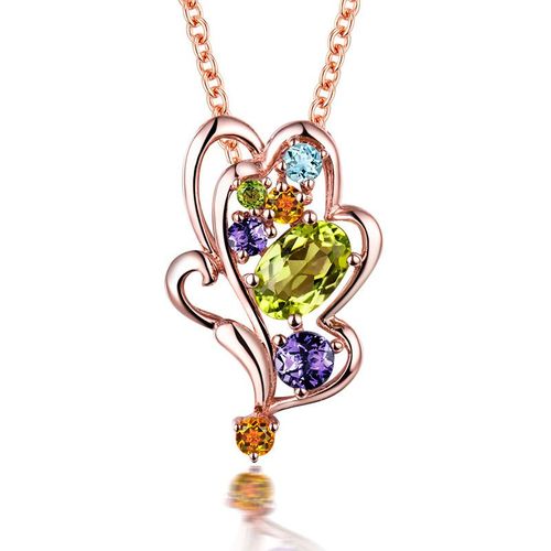 Collier En Argent Femme Pendentif En Argent Pendentif Feuille Pendentif En Pierres Prcieuses Colores Or Rose 18 Carats Argent Lvn4682