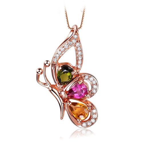 Collier En Argent Femme Pendentif En Argent Pendentif Goutte D'eau Gemme Colore Pendentif Goutte D'eau Or Rose 18k Argent Lvn5073