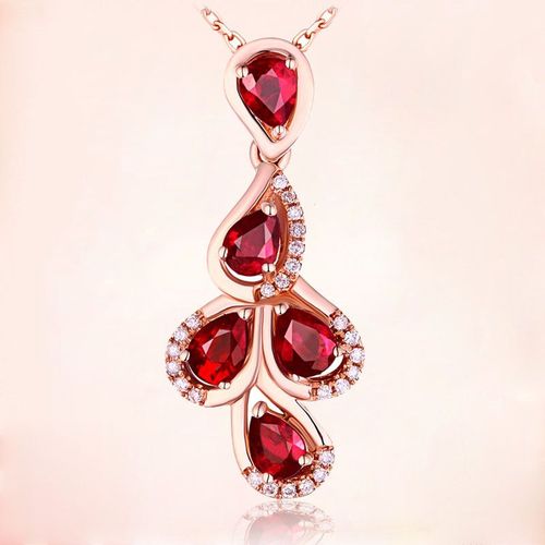 Collier En Argent Femme Pendentif En Argent Pendentif Goutte D'eau Rubis Pendentif Goutte D'eau Or Rose 18k Argent Lvn4697