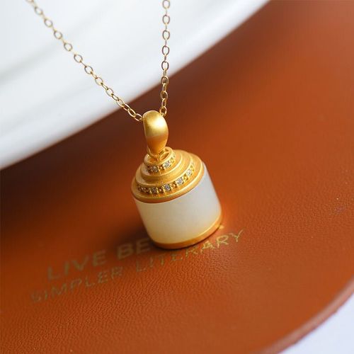 Collier En Argent Incrust De Calcdoine Htian Naturelle, Pendentif Baril De Calcdoine, Style Palais Chinois Rtro, Petit Charme, Bijoux Pour Femmes