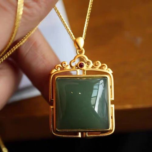 Collier En Argent Incrust De Jaspe Naturel Pour Femmes, Pendentif Carr, Style Chinois Rtro, Design Lger Et De Luxe, Breloque
