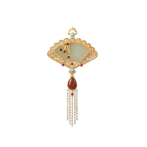 Collier En Argent Incrust De Saphir Hetian Pour Femme, Bijou Cratif En Or Dor, Style Chinois Classique, Pendentif  Pompon, lgant, Nouvelle Collection