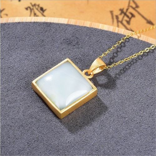 Collier En Argent Incrust, Pendentif Carr Rouge Du Sud Naturel, Style Cour Chinoise, Design En Petit Groupe, Bijoux lgants De Marque Pour Femmes