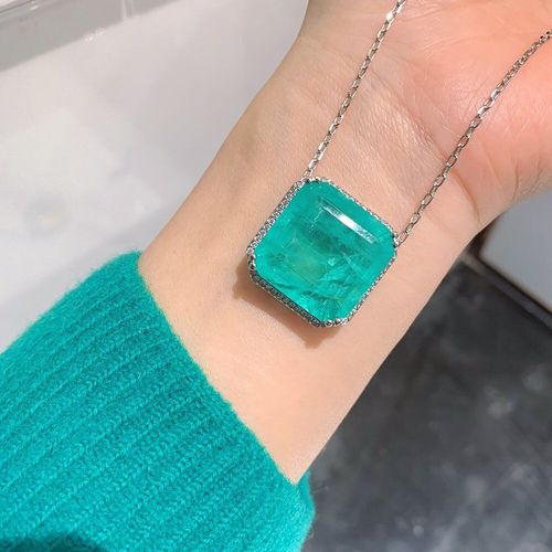 Collier En Argent Sterling 2021 Avec Pendentif En Diamant De Laboratoire, Bijoux De Mariage, Cadeau D'anniversaire, Nouveau, Carr, Paraiba, Tourmaline, Aigue-Marine, 925