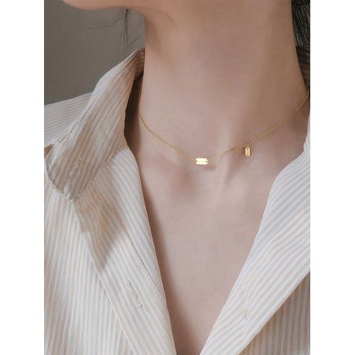 Collier En Argent Sterling 925 Avec Lettres Carres Porte Bonheur, Chane  Clavicule De Temprament Simple, Bijoux Pour Femmes  La Mode