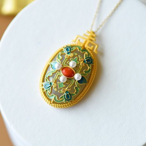 Collier En Argent Sterling 925 Avec Pendentif En Jade Hotian Violet, Style Chinois Rtro, Dor, Style Ancien, Bleu Brlant
