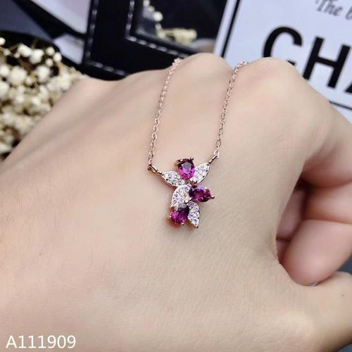 Collier En Argent Sterling 925 Incrust De Grenat Naturel, Pendentif Pour Femmes, Dtection De Support Populaire
