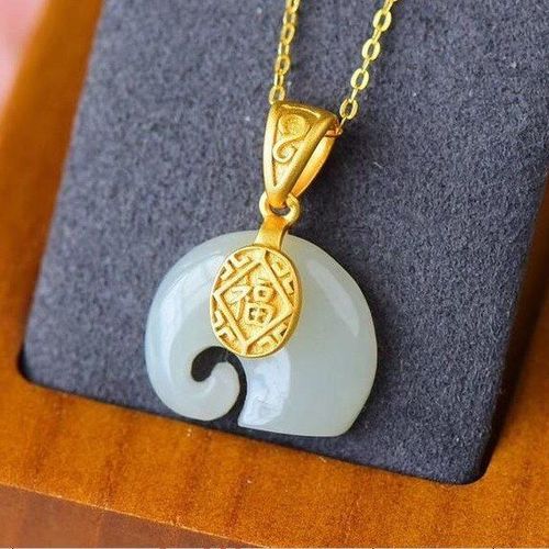 Collier En Argent Sterling S925 Incrust De Jade Htian Naturel, Personnage Fu, Petit lphant, Style Ancien, Or pais Cla
