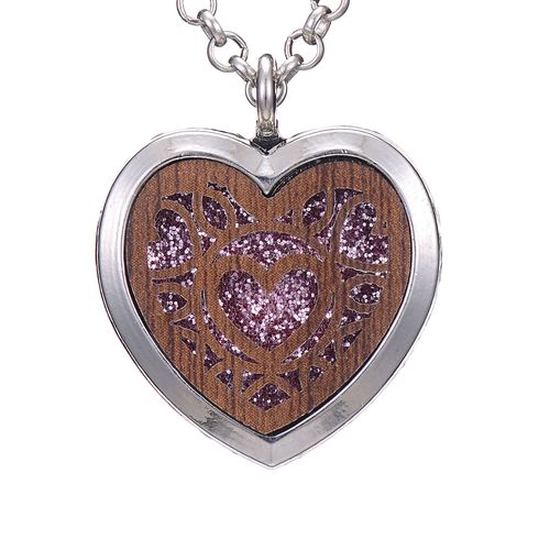 Collier En Bois En Forme De C?ur Pour Femmes, Bijoux Vintage D'aromathrapie, Diffuseur D'huile Essentielle, Parfum, Pendentif Cratif  La Mode