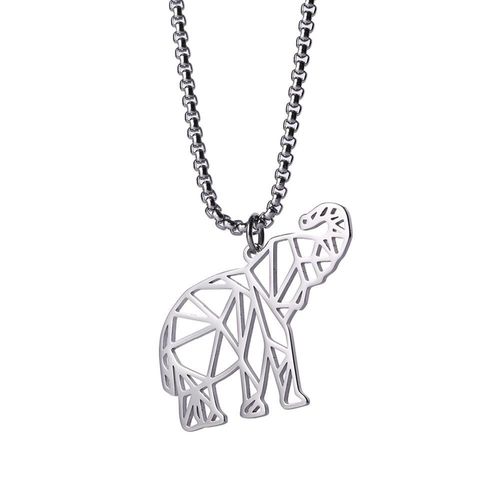 Collier En Forme D'lphant, En Acier Inoxydable, Argent, Dcoup, De Bonne Qualit, Pendentif Ajour, Bijoux, Cadeau  La Mode