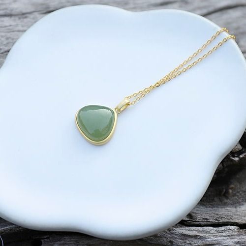 Collier En Forme De Goutte Pour Femmes, Pendentif En Argent Naturel, Jaspe Hetian, Jade, Style Chinois Rtro, Lumire Froide, Luxe, Oeuf De Canard, Bleu