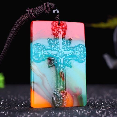 Collier En Jade Avec Pendentif En Croix De Jsus, Couleur Naturelle, Breloque Chinoise Sculpte  La Main, Bijoux Amulette  La Mode Pour Hommes Et Femmes, Cadeaux