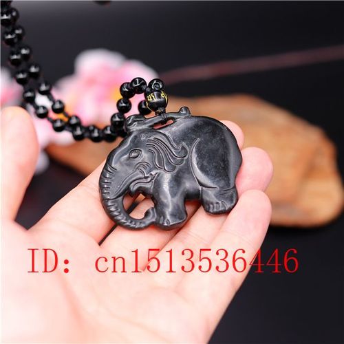 Collier En Jade Avec Pendentif En Forme D'lphant, En Obsidienne Naturelle, Bijoux  Breloques, Amulette Porte-Bonheur  La Mode, Cadeaux Pour Hommes Et Femmes