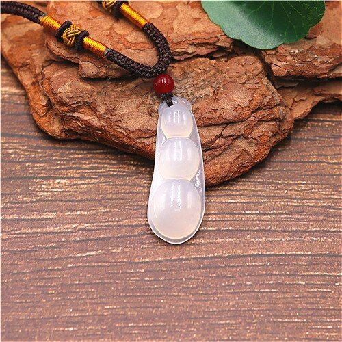 Collier En Jade Chinois Multicolore, Pendentif En Forme De Haricot, Agate, Mode, Breloque, Bijoux Sculpt, Bndiction, Amulette, Cadeaux Pour Femmes Et Hommes
