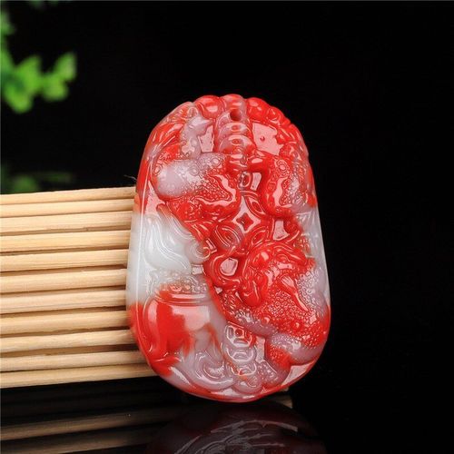 Collier En Jade De Sang De Poulet Naturel, Pendentif De Crapaud Dor Sculpt  La Main, Bijoux  La Mode Pour Hommes Et Femmes, Collier  Trois Pattes