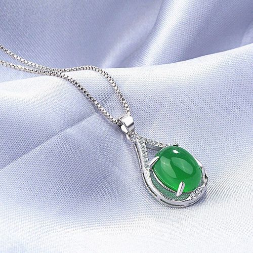 Collier En Jade Et Calcdoine Vert Naturel, Pendentif Rond, En Argent 925, Breloque Chinoise Sculpte, Bijoux Amulette  La Mode, Cadeaux Pour Femmes