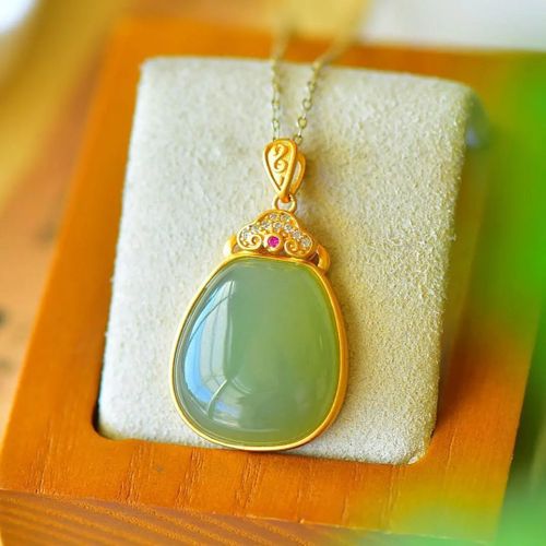 Collier En Jade Hetian Pour Femmes, Pendentif En Argent Sterling, Jade Bleu Ple, Ruyi, Clavicule Rtro Classique De Style Chinois