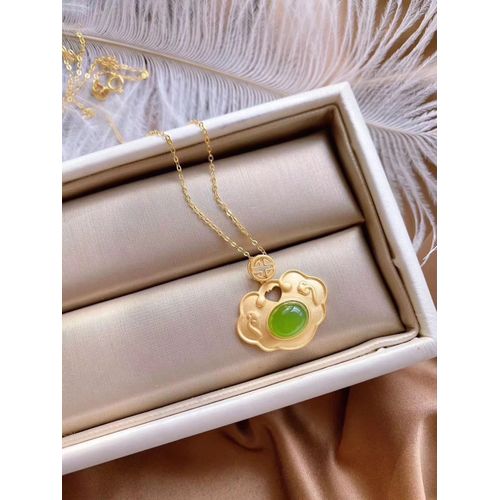 Collier En Jade Hetian Vert Naturel, Pendentif En Argent 925, Amulette En Jade Chinoise, Bijoux  La Mode, Cadeaux Pour Femmes
