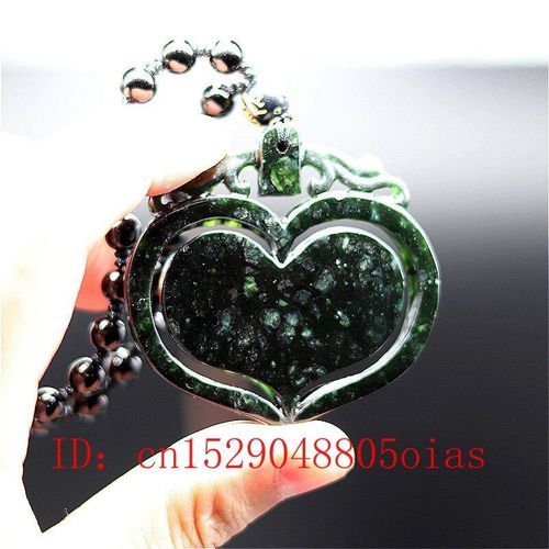 Collier En Jade Naturel Avec Pendentif En Forme De CUr Pour Homme, Bijou De Charme, Amulette Sculpte, Double Face, Noir, Vert, Chinois, Cadeau