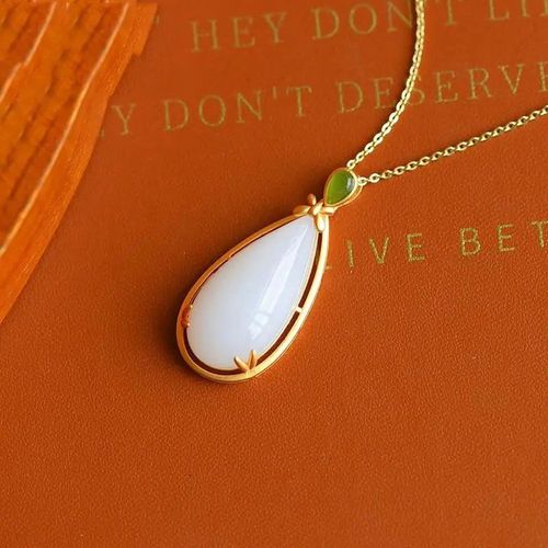 Collier En Jade Naturel Hetian Blanc, Pendentif Goutte D'eau, En Forme De Goutte D'eau, Embellissement En Argent Sterling S925, Boucle En Jaspe
