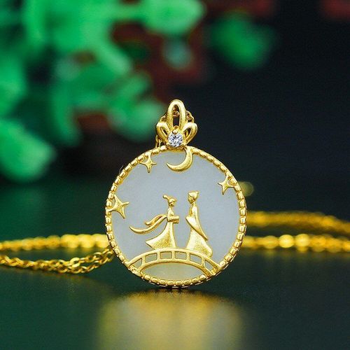 Collier En Jade Naturel Hetian Sculpt  La Main Pour Fille, Pendentif En Cuir De Vache Et Tissage,  La Mode, Pont De Pie En Jade Blanc, Cadeau De Saint Valentin