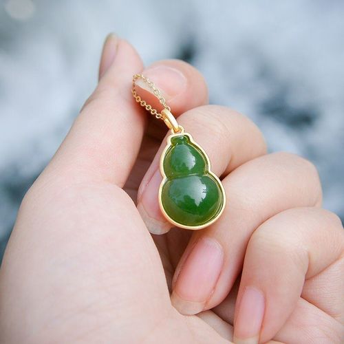 Collier En Jade Naturel Hetian Vert, Pendentif Calebasse En Argent Sterling S925, Vintage, Pour Femmes, Extravagant Et Attirant La Fortune