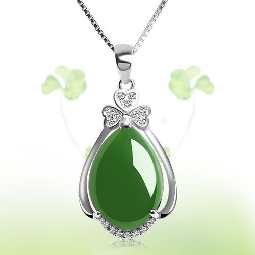 Collier En Jade Vert Naturel Avec Pendentif Goutte D'eau, Calcdoine, En Argent 925, Breloque Chinoise Sculpte, Bijoux Amulette  La Mode, Cadeaux Pour Femmes