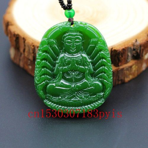 Collier En Jade Vert Naturel Avec Pendentif Guanyin Bodhisattva, Bijoux Amulette  La Mode Pour Hommes Et Femmes