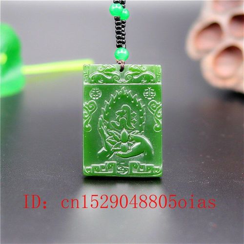 Collier En Jade Vert Naturel, Pendentif Lotus Bouddhisme Chinois, Perles, Breloque De Mode, Bijoux En Jade, Amulette Sculpte, Cadeaux Pour Femmes Et Hommes
